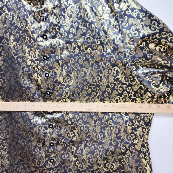 Vintage-Style Womens Brocade Long Coat Size XXL Gold & Black - Picture 10 of 11